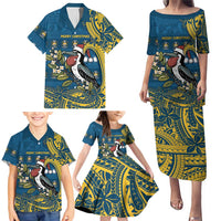 Nauru Christmas Family Matching Puletasi and Hawaiian Shirt Frigatebird Bird Santa Tribal Waves DT05 - Polynesian Pride