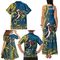 Nauru Christmas Family Matching Tank Maxi Dress and Hawaiian Shirt Frigatebird Bird Santa Tribal Waves DT05 - Polynesian Pride