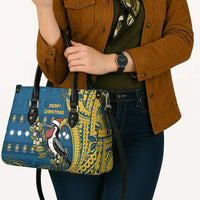 Nauru Christmas Leather Bag Frigatebird Bird Santa Tribal Waves - Polynesian Pride