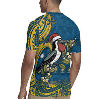 Nauru Christmas Rugby Jersey Frigatebird Bird Santa Tribal Waves - Polynesian Pride