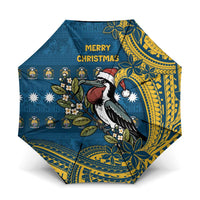 Nauru Christmas Umbrella Frigatebird Bird Santa Tribal Waves DT05 One Size Folded 11.42 inch Opened Diameter 37.4 inch Deep Blue - Polynesian Pride