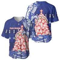 Northern Mariana Islands Christmas Baseball Jersey Seashell Xmas Tree Tribal Waves - Polynesian Pride