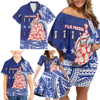 Northern Mariana Islands Christmas Family Matching Off Shoulder Short Dress and Hawaiian Shirt Seashell Xmas Tree Tribal Waves DT05 - Polynesian Pride