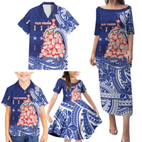 Northern Mariana Islands Christmas Family Matching Puletasi and Hawaiian Shirt Seashell Xmas Tree Tribal Waves DT05 - Polynesian Pride