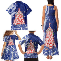 Northern Mariana Islands Christmas Family Matching Tank Maxi Dress and Hawaiian Shirt Seashell Xmas Tree Tribal Waves DT05 - Polynesian Pride