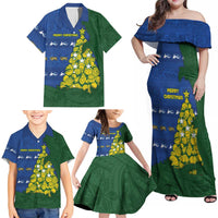 Solomon Islands Christmas Family Matching Off Shoulder Maxi Dress and Hawaiian Shirt Seashell Xmas Tree Tribal Waves DT05 - Polynesian Pride