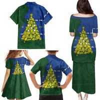 Solomon Islands Christmas Family Matching Puletasi and Hawaiian Shirt Seashell Xmas Tree Tribal Waves - Polynesian Pride
