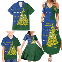Solomon Islands Christmas Family Matching Summer Maxi Dress and Hawaiian Shirt Seashell Xmas Tree Tribal Waves DT05 - Polynesian Pride