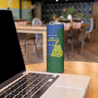 Solomon Islands Christmas Skinny Tumbler Seashell Xmas Tree Tribal Waves - Polynesian Pride