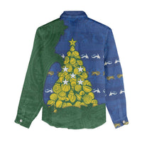 Solomon Islands Christmas Women Casual Shirt Seashell Xmas Tree Tribal Waves - Polynesian Pride
