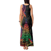New Caledonia Christmas Tank Maxi Dress Seashell Xmas Tree Tribal Waves - Polynesian Pride
