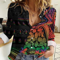 New Caledonia Christmas Women Casual Shirt Seashell Xmas Tree Tribal Waves - Polynesian Pride