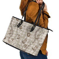 Hawaii Palaka Cowboy Leather Tote Bag Shell Maile Lei With Western Patterns - Polynesian Pride