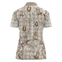 Hawaii Palaka Cowboy Women Polo Shirt Shell Maile Lei With Western Patterns - Polynesian Pride