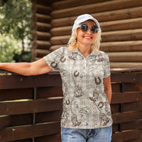 Hawaii Palaka Cowboy Women Polo Shirt Shell Maile Lei With Western Patterns - Polynesian Pride