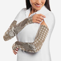 Beige Hawaii Palaka Cowboy Turtle Arm Sleeves Hawaiian Paniolo Puakenikeni Maile Lei - Polynesian Pride