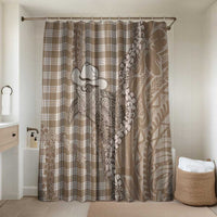 Beige Hawaii Palaka Cowboy Turtle Bathroom Set Hawaiian Paniolo Puakenikeni Maile Lei DT05 Shower Curtain Only Beige - Polynesian Pride