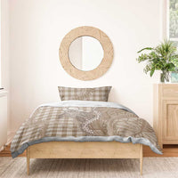 Beige Hawaii Palaka Cowboy Turtle Bedding Set Hawaiian Paniolo Puakenikeni Maile Lei - Polynesian Pride