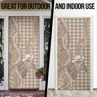 Beige Hawaii Palaka Cowboy Turtle Door Cover Hawaiian Paniolo Puakenikeni Maile Lei - Polynesian Pride