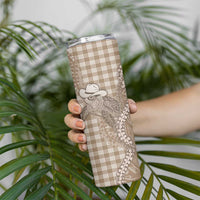 Beige Hawaii Palaka Cowboy Turtle Skinny Tumbler Hawaiian Paniolo Puakenikeni Maile Lei DT05 - Polynesian Pride