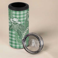 Green Hawaii Palaka Cowboy Turtle 4 in 1 Can Cooler Tumbler Hawaiian Paniolo Puakenikeni Maile Lei DT05 - Polynesian Pride