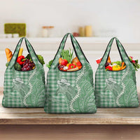 Green Hawaii Palaka Cowboy Turtle Grocery Bag Hawaiian Paniolo Puakenikeni Maile Lei - Polynesian Pride