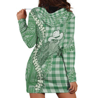 Green Hawaii Palaka Cowboy Turtle Hoodie Dress Hawaiian Paniolo Puakenikeni Maile Lei DT05 - Polynesian Pride