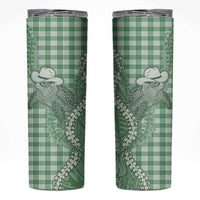 Green Hawaii Palaka Cowboy Turtle Skinny Tumbler Hawaiian Paniolo Puakenikeni Maile Lei DT05 Green - Polynesian Pride