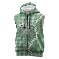 Green Hawaii Palaka Cowboy Turtle Sleeveless Zip Hoodie Hawaiian Paniolo Puakenikeni Maile Lei DT05 Green - Polynesian Pride