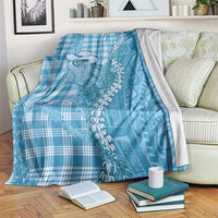 Blue Hawaii Palaka Cowboy Turtle Blanket Hawaiian Paniolo Puakenikeni Maile Lei DT05 Blue - Polynesian Pride