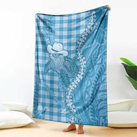Blue Hawaii Palaka Cowboy Turtle Blanket Hawaiian Paniolo Puakenikeni Maile Lei DT05 - Polynesian Pride