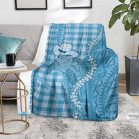 Blue Hawaii Palaka Cowboy Turtle Blanket Hawaiian Paniolo Puakenikeni Maile Lei DT05 - Polynesian Pride