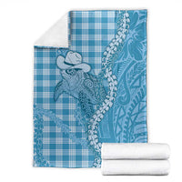 Blue Hawaii Palaka Cowboy Turtle Blanket Hawaiian Paniolo Puakenikeni Maile Lei DT05 - Polynesian Pride