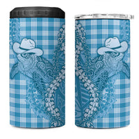 Blue Hawaii Palaka Cowboy Turtle 4 in 1 Can Cooler Tumbler Hawaiian Paniolo Puakenikeni Maile Lei DT05 One Size: 16 oz Blue - Polynesian Pride