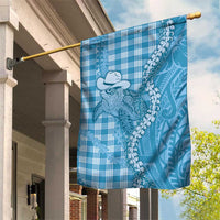 Blue Hawaii Palaka Cowboy Turtle Garden Flag Hawaiian Paniolo Puakenikeni Maile Lei - Polynesian Pride