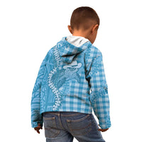 Blue Hawaii Palaka Cowboy Turtle Kid Hoodie Hawaiian Paniolo Puakenikeni Maile Lei DT05 - Polynesian Pride