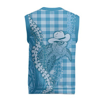 Blue Hawaii Palaka Cowboy Turtle Christmas Knitted V-Neck Vest Hawaiian Paniolo Puakenikeni Maile Lei DT05 - Polynesian Pride