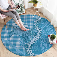 Blue Hawaii Palaka Cowboy Turtle Round Carpet Hawaiian Paniolo Puakenikeni Maile Lei DT05 - Polynesian Pride