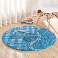 Blue Hawaii Palaka Cowboy Turtle Round Carpet Hawaiian Paniolo Puakenikeni Maile Lei DT05 - Polynesian Pride
