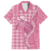 Pink Hawaii Palaka Cowboy Turtle Hawaiian Shirt Hawaiian Paniolo Puakenikeni Maile Lei - Polynesian Pride