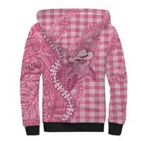 Pink Hawaii Palaka Cowboy Turtle Sherpa Hoodie Hawaiian Paniolo Puakenikeni Maile Lei DT05 - Polynesian Pride
