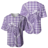 Purple Hawaii Palaka Cowboy Turtle Baseball Jersey Hawaiian Paniolo Puakenikeni Maile Lei - Polynesian Pride