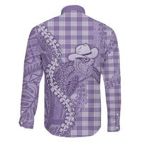 Purple Hawaii Palaka Cowboy Turtle Family Matching Mermaid Dress and Hawaiian Shirt Hawaiian Paniolo Puakenikeni Maile Lei DT05 - Polynesian Pride