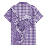 Purple Hawaii Palaka Cowboy Turtle Family Matching Off Shoulder Maxi Dress and Hawaiian Shirt Hawaiian Paniolo Puakenikeni Maile Lei DT05 - Polynesian Pride