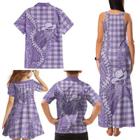 Purple Hawaii Palaka Cowboy Turtle Family Matching Tank Maxi Dress and Hawaiian Shirt Hawaiian Paniolo Puakenikeni Maile Lei DT05 - Polynesian Pride