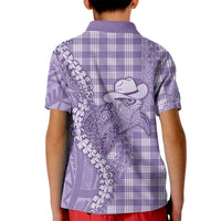 Purple Hawaii Palaka Cowboy Turtle Kid Polo Shirt Hawaiian Paniolo Puakenikeni Maile Lei DT05 - Polynesian Pride