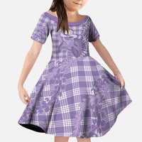 Purple Hawaii Palaka Cowboy Turtle Kid Short Sleeve Dress Hawaiian Paniolo Puakenikeni Maile Lei DT05 KID Purple - Polynesian Pride
