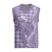 Purple Hawaii Palaka Cowboy Turtle Christmas Knitted V-Neck Vest Hawaiian Paniolo Puakenikeni Maile Lei DT05 Purple - Polynesian Pride