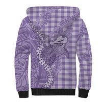 Purple Hawaii Palaka Cowboy Turtle Sherpa Hoodie Hawaiian Paniolo Puakenikeni Maile Lei DT05 - Polynesian Pride