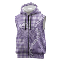 Purple Hawaii Palaka Cowboy Turtle Sleeveless Zip Hoodie Hawaiian Paniolo Puakenikeni Maile Lei DT05 Purple - Polynesian Pride